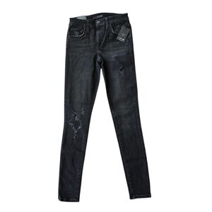 Joe's Jeans Women's Black Skinny Jeans Distressed Curvy Ankle Size 23 NWT